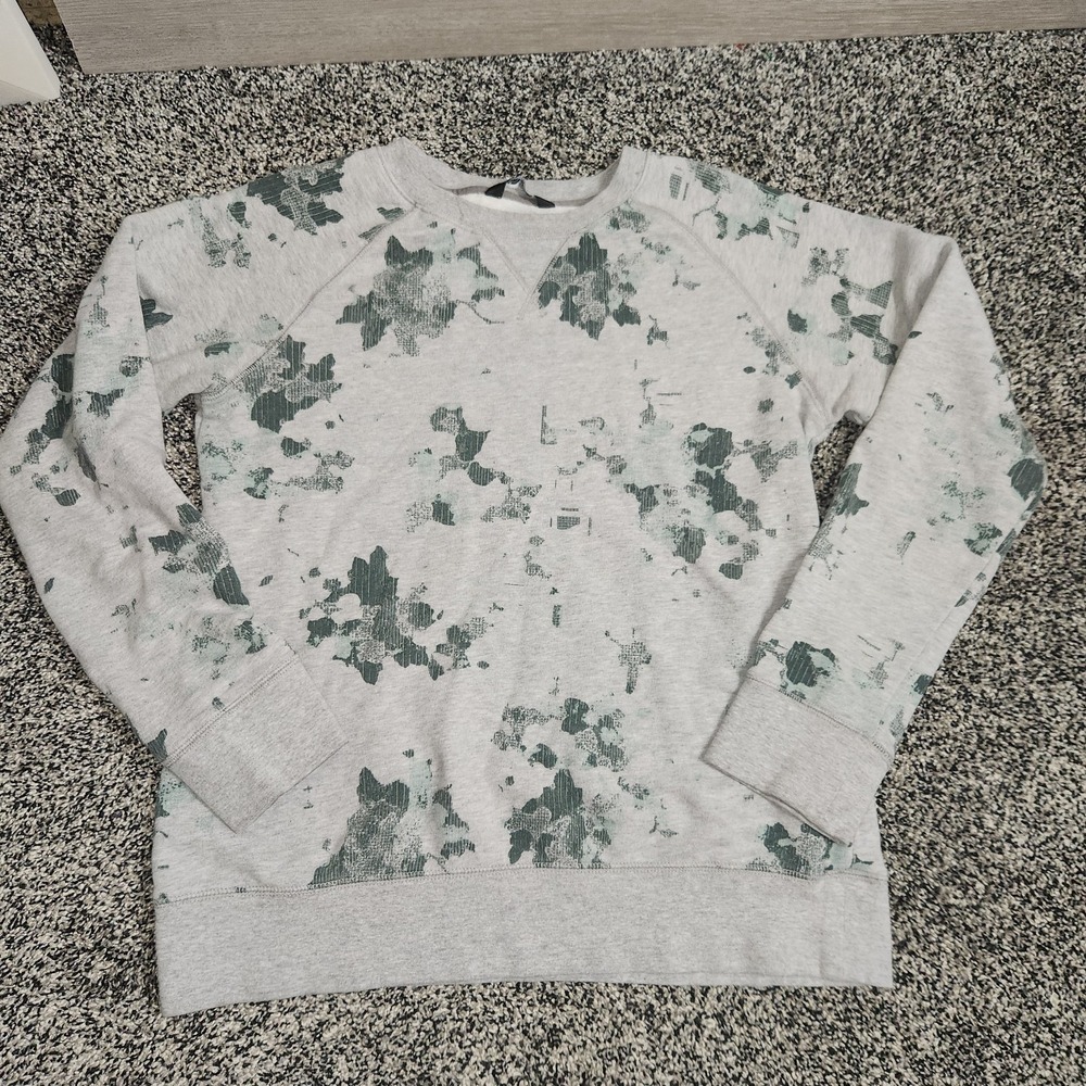 The North Face French Terry Crew Neck Gray Green Darkest Spruce Floral Women's M